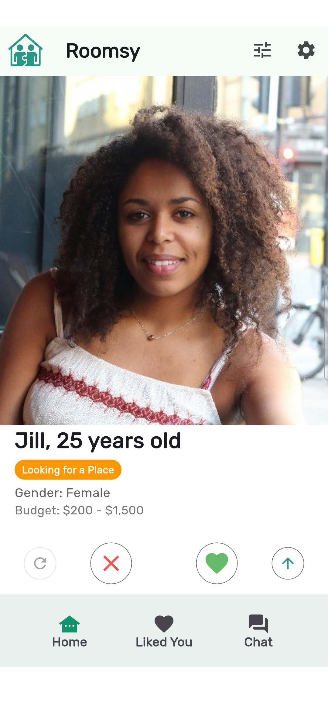 Roomsy screenshot: Jill home page