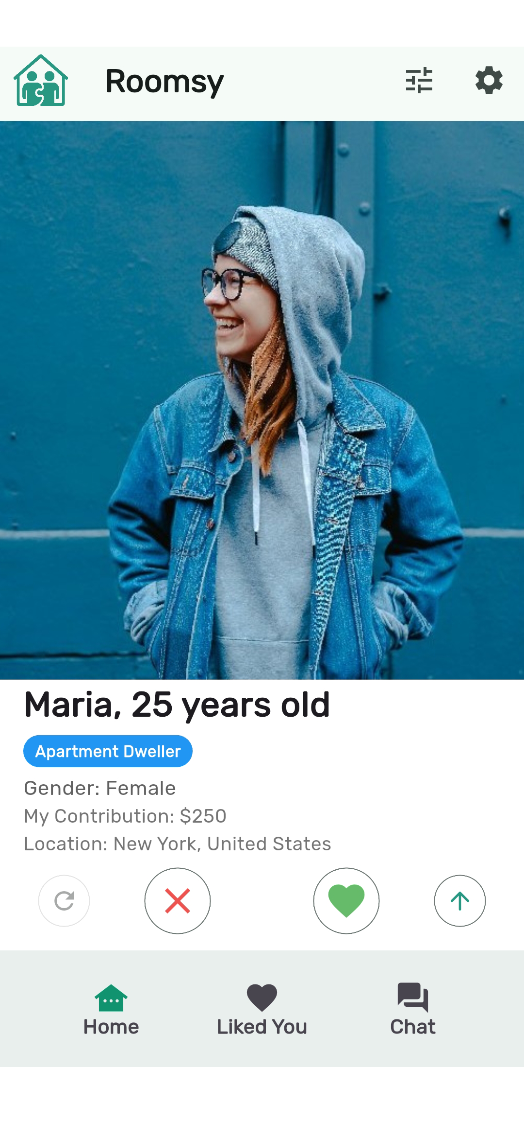 Roomsy screenshot: Maria home page