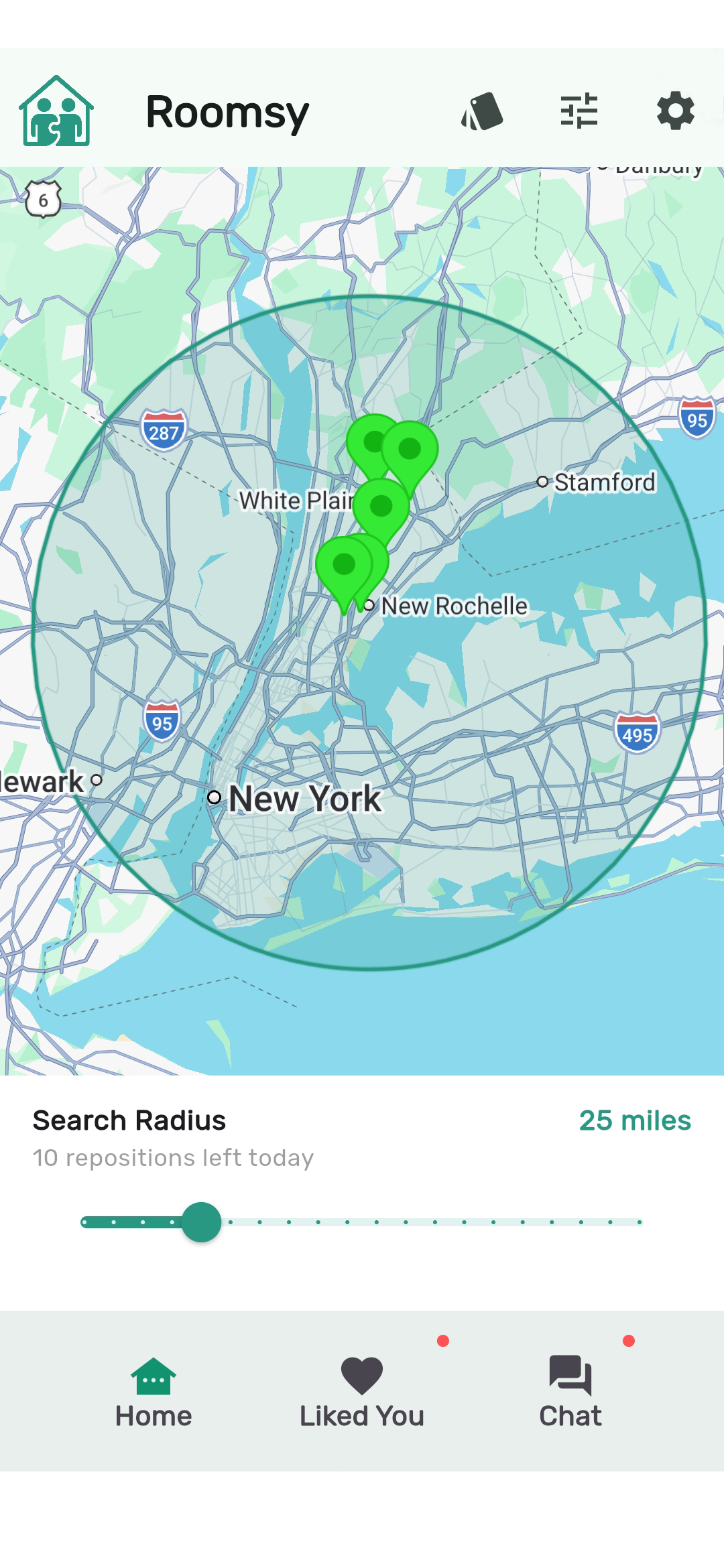 Roomsy screenshot: map screen
